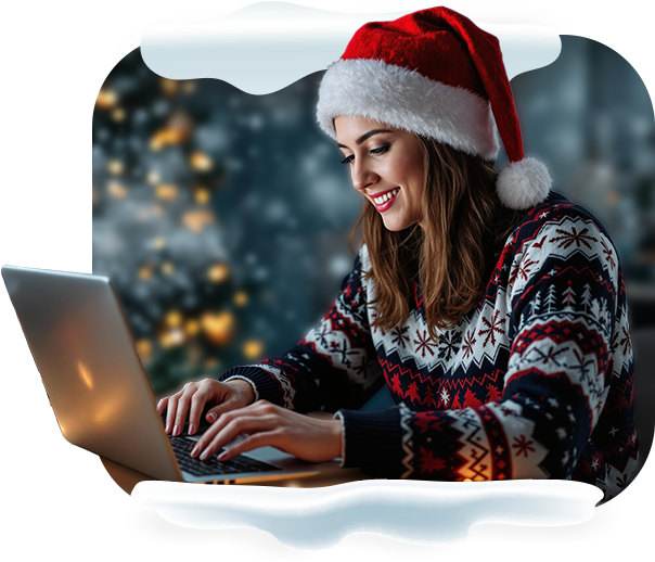 Kobieta zamawiający film od Świętego Mikołaja